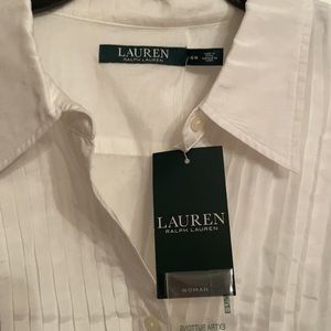 Lauren ralph lauren cotton/silk white polo shirt